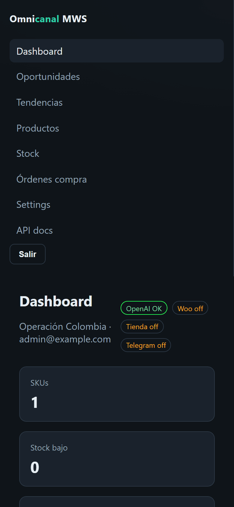 Omnicanal — panel en mobile