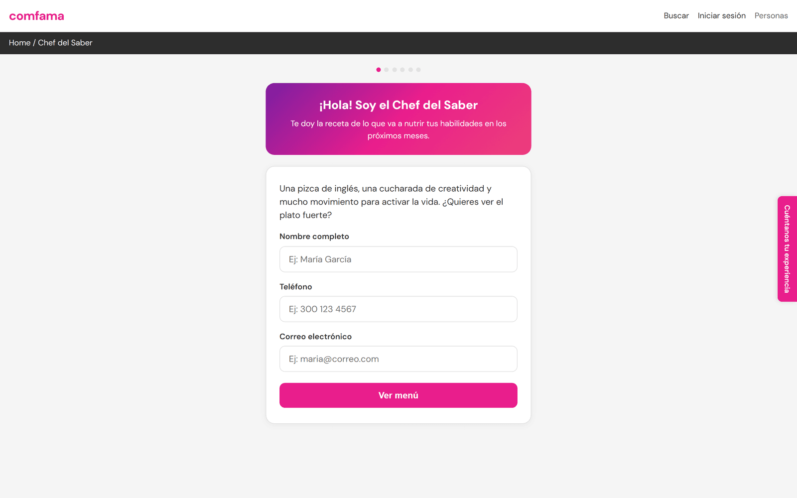 Chef del Saber — bienvenida del embudo de recomendacion