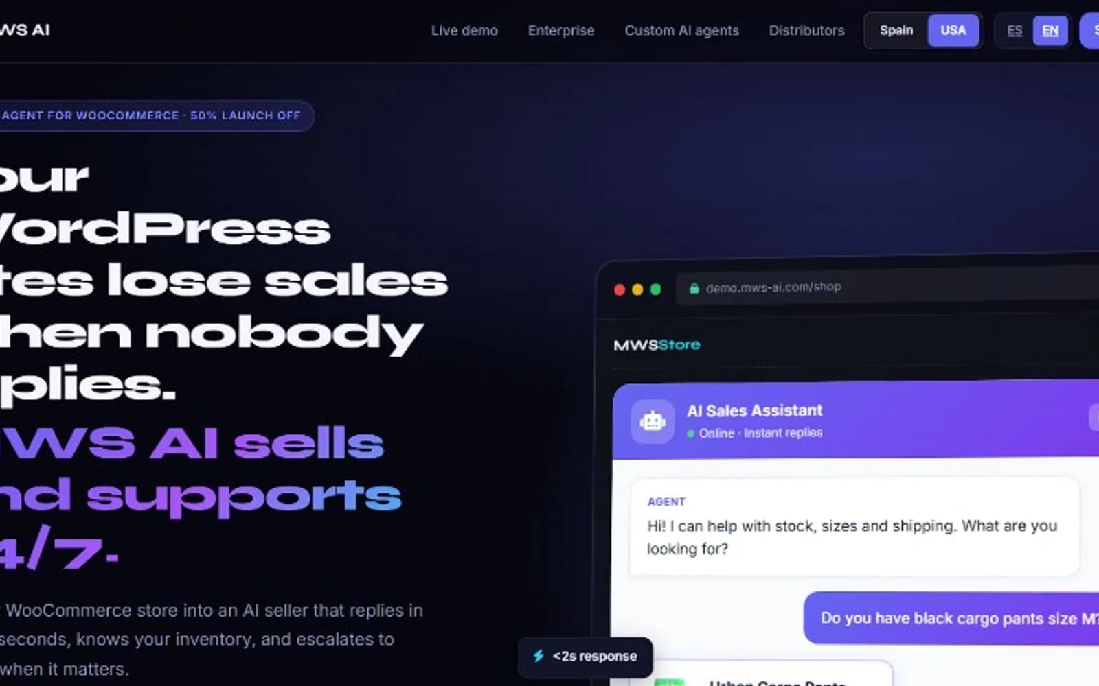 MWS AI — Agente de ventas WooCommerce